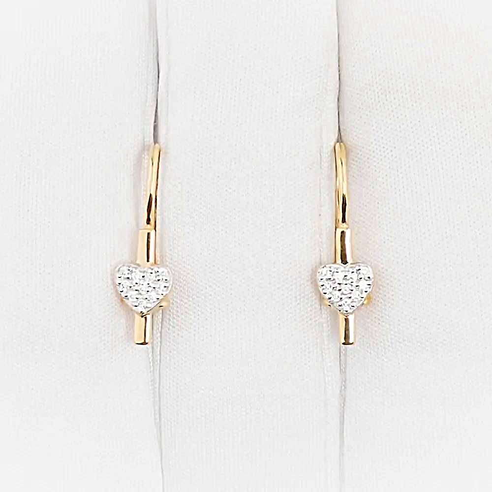 Серьги детские с фианитами из красного золота 585 пробы 1