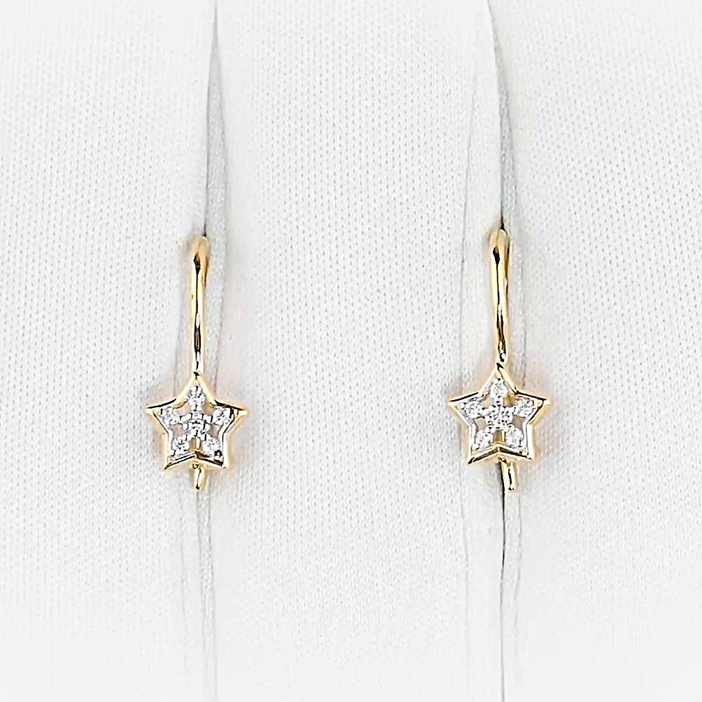 Серьги детские с фианитами из красного золота 585 пробы 1