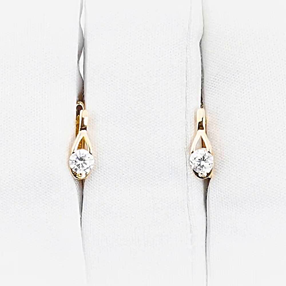 Серьги детские с фианитами из красного золота 585 пробы