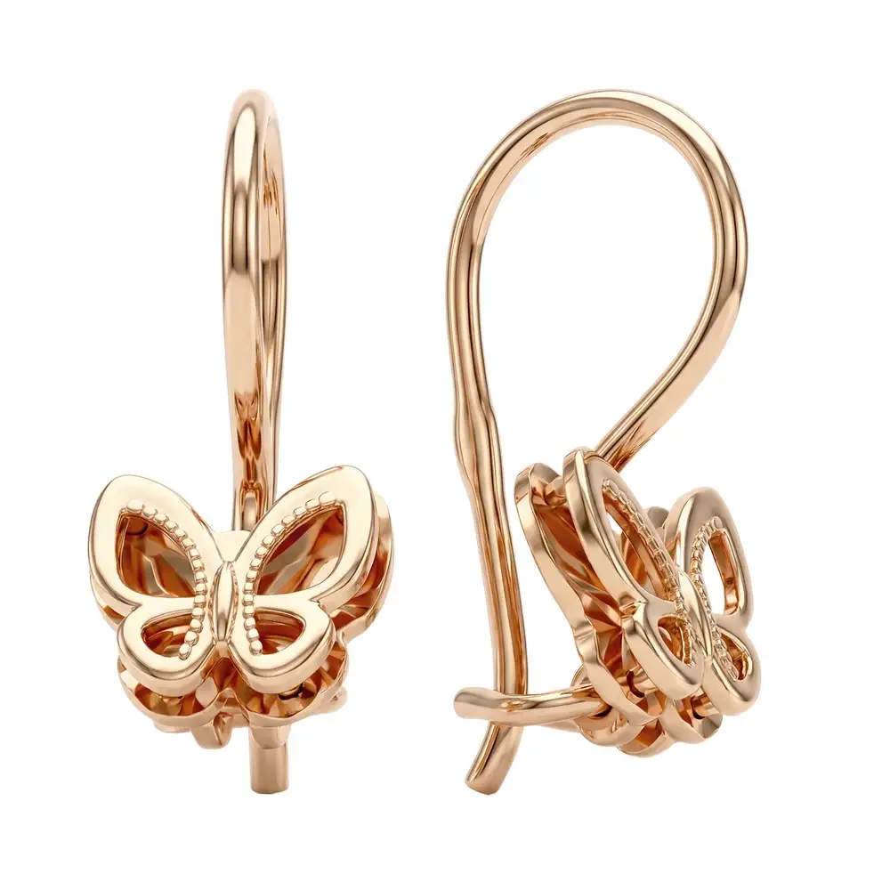 Серьги детские из красного золота 585 пробы