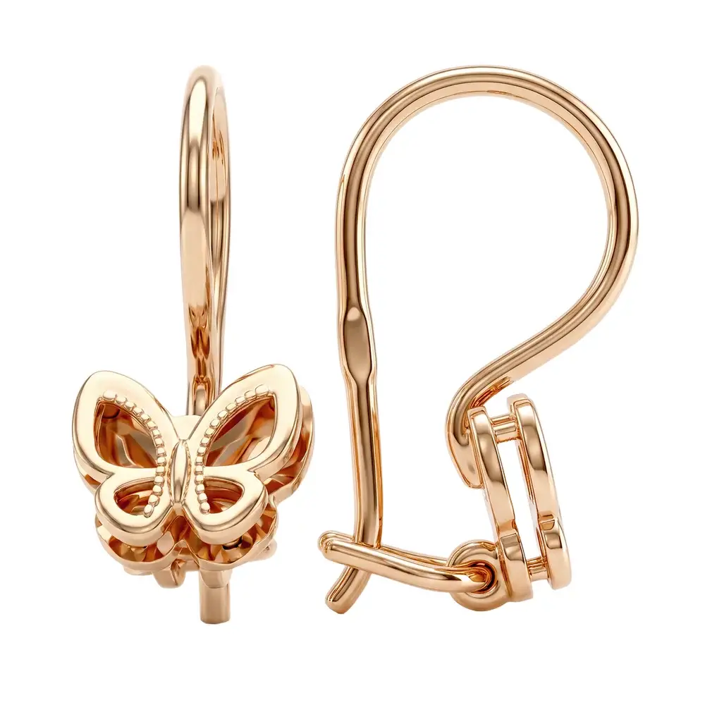 Серьги детские из красного золота 585 пробы