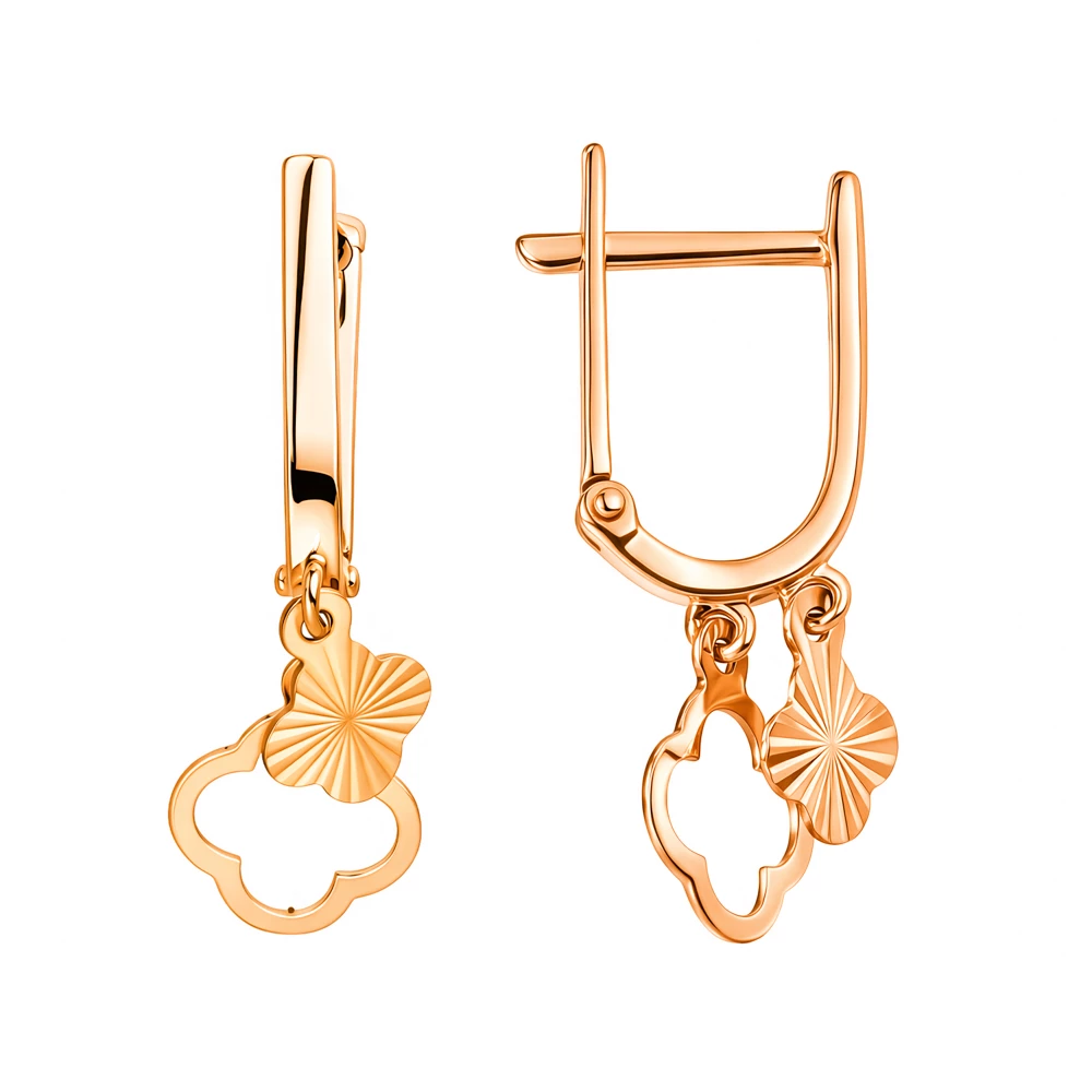 Серьги детские из красного золота 585 пробы