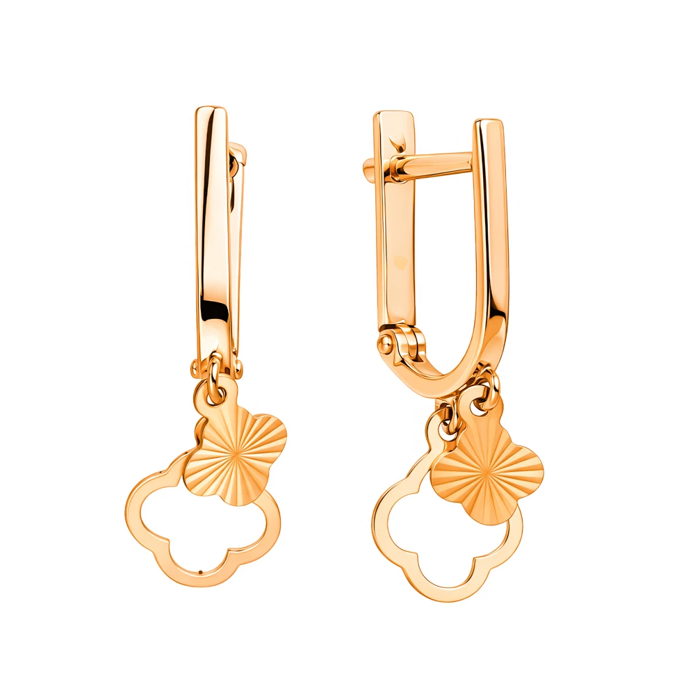 Серьги детские из красного золота 585 пробы