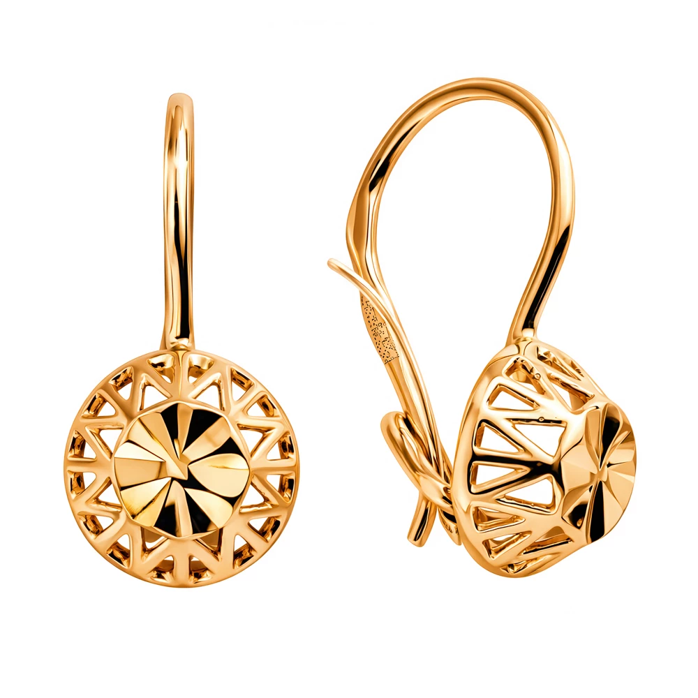 Серьги детские из красного золота 585 пробы