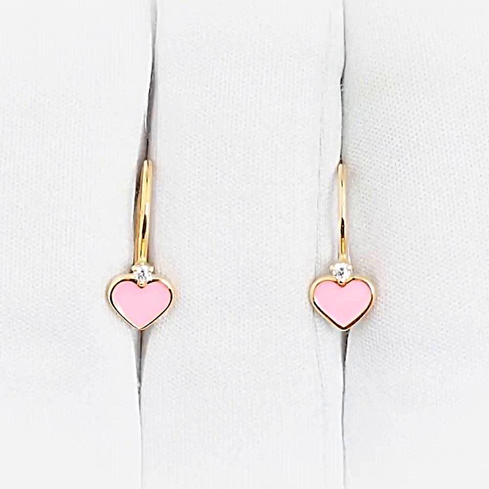 Серьги детские с фианитом из красного золота 375 пробы