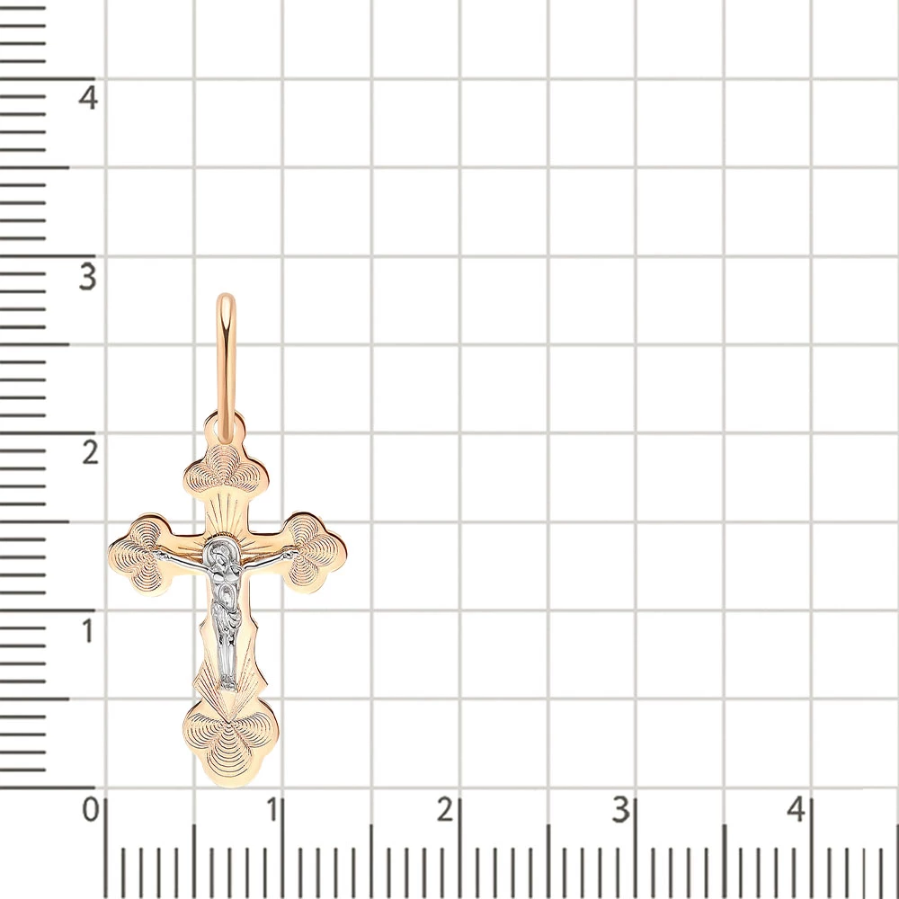Крестик из комбинированного золота 585 пробы 2