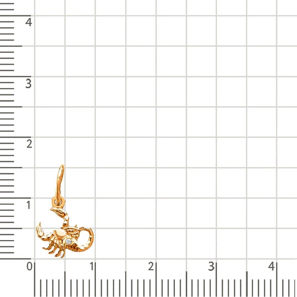 Подвес Скорпион с фианитом из красного золота 585 пробы