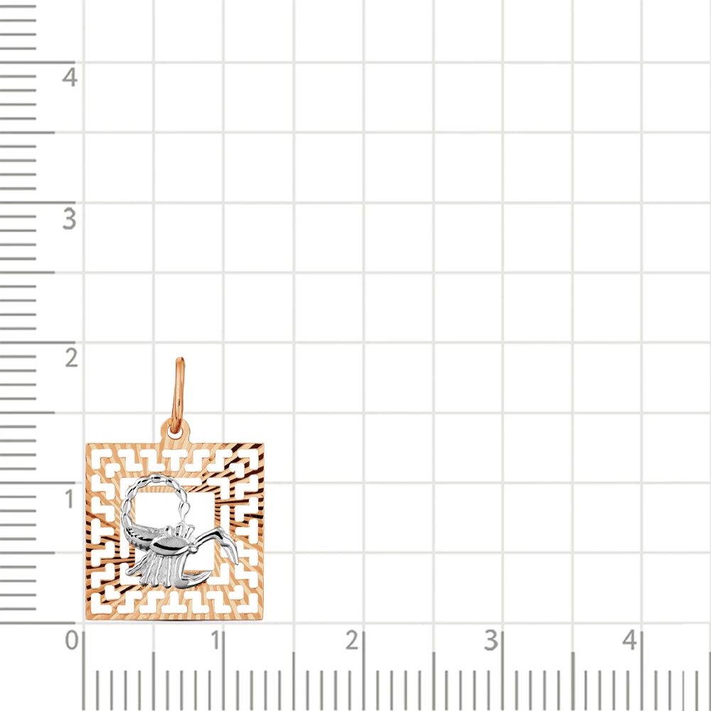 Подвес Скорпион из комбинированного золота 585 пробы