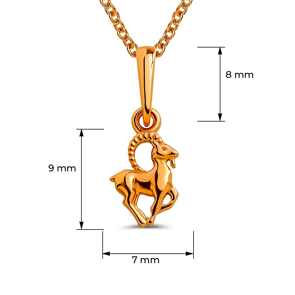 Подвес Козерог из красного золота 585 пробы