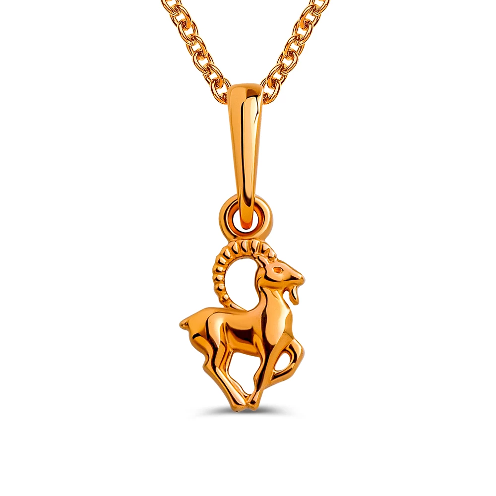 Подвес Козерог из красного золота 585 пробы