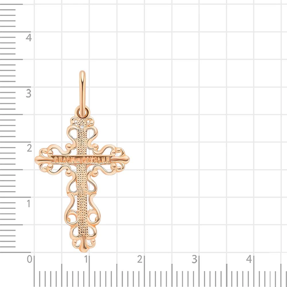 Крестик с фианитом из красного золота 585 пробы