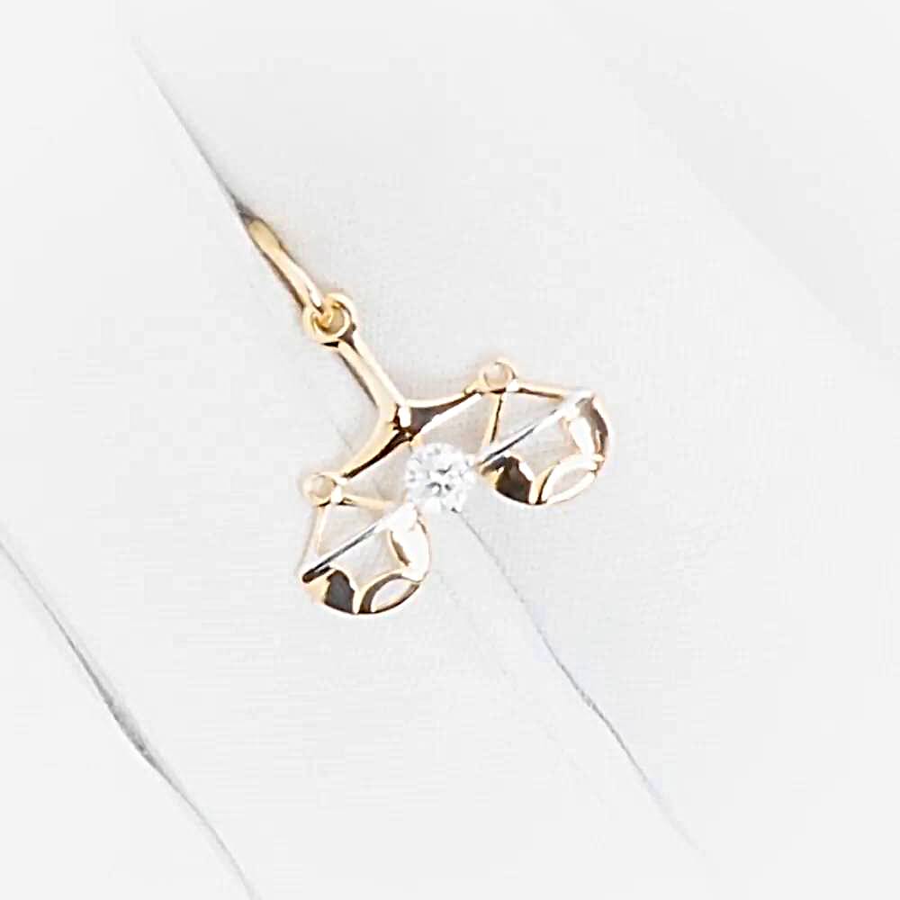 Подвес Весы с фианитом из красного золота 375 пробы 1