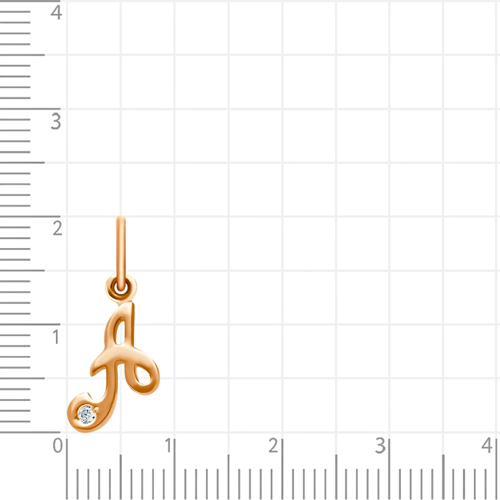 Подвес  Буква А с фианитом из красного золота 375 пробы