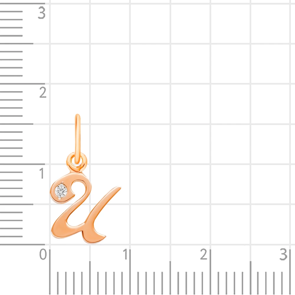 Подвес  Буква И с фианитом из красного золота 375 пробы 2