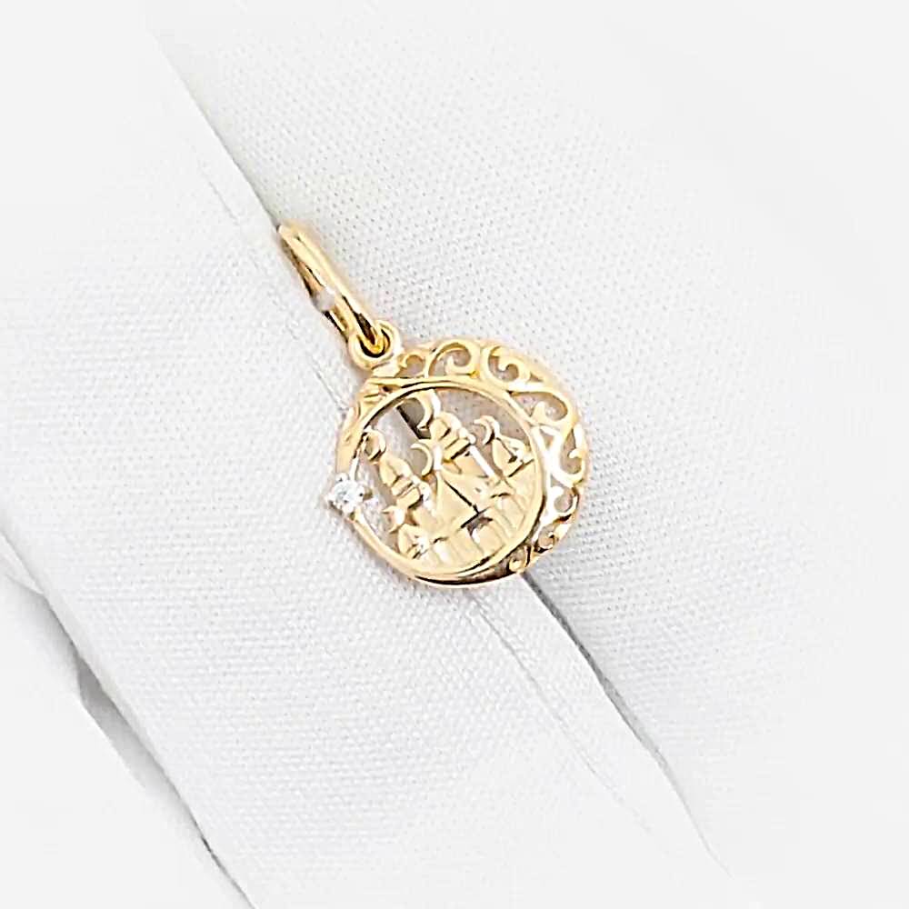 Подвес  мусульманский с фианитом из красного золота 585 пробы 1