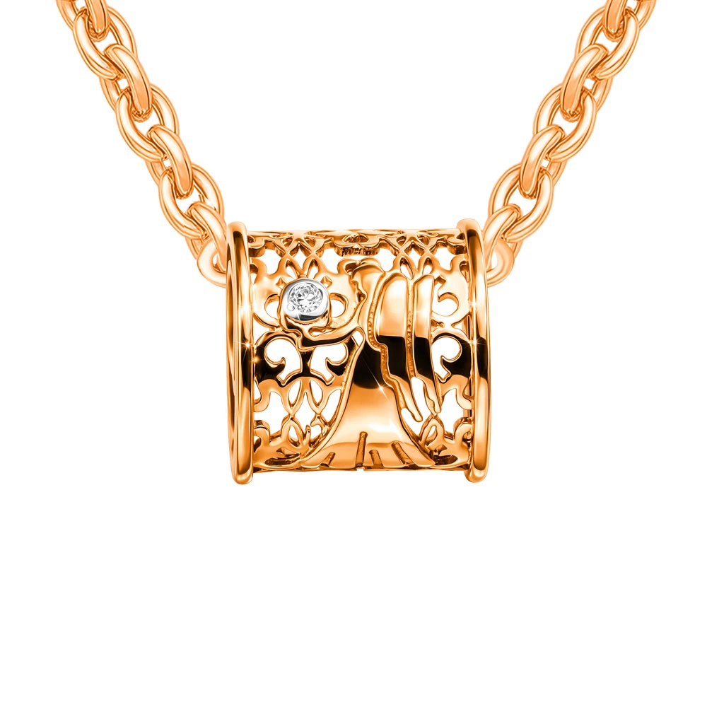 Подвес Дева с фианитом из красного золота 375 пробы