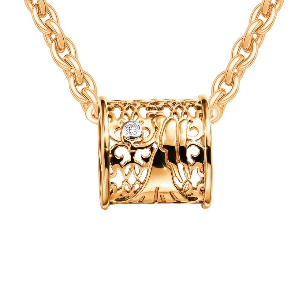 Подвес Дева с фианитом из красного золота 375 пробы