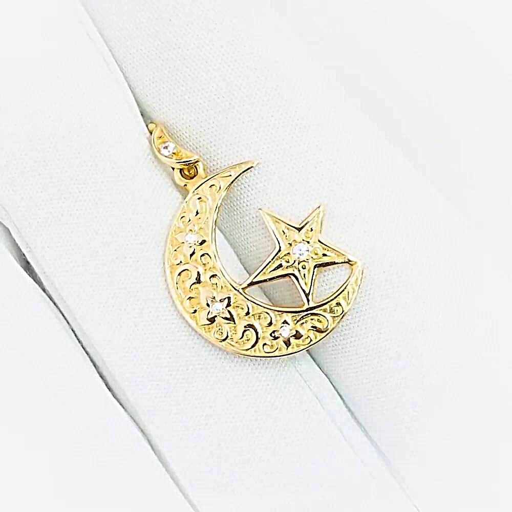 Подвес  мусульманский с фианитами из красного золота 585 пробы 1