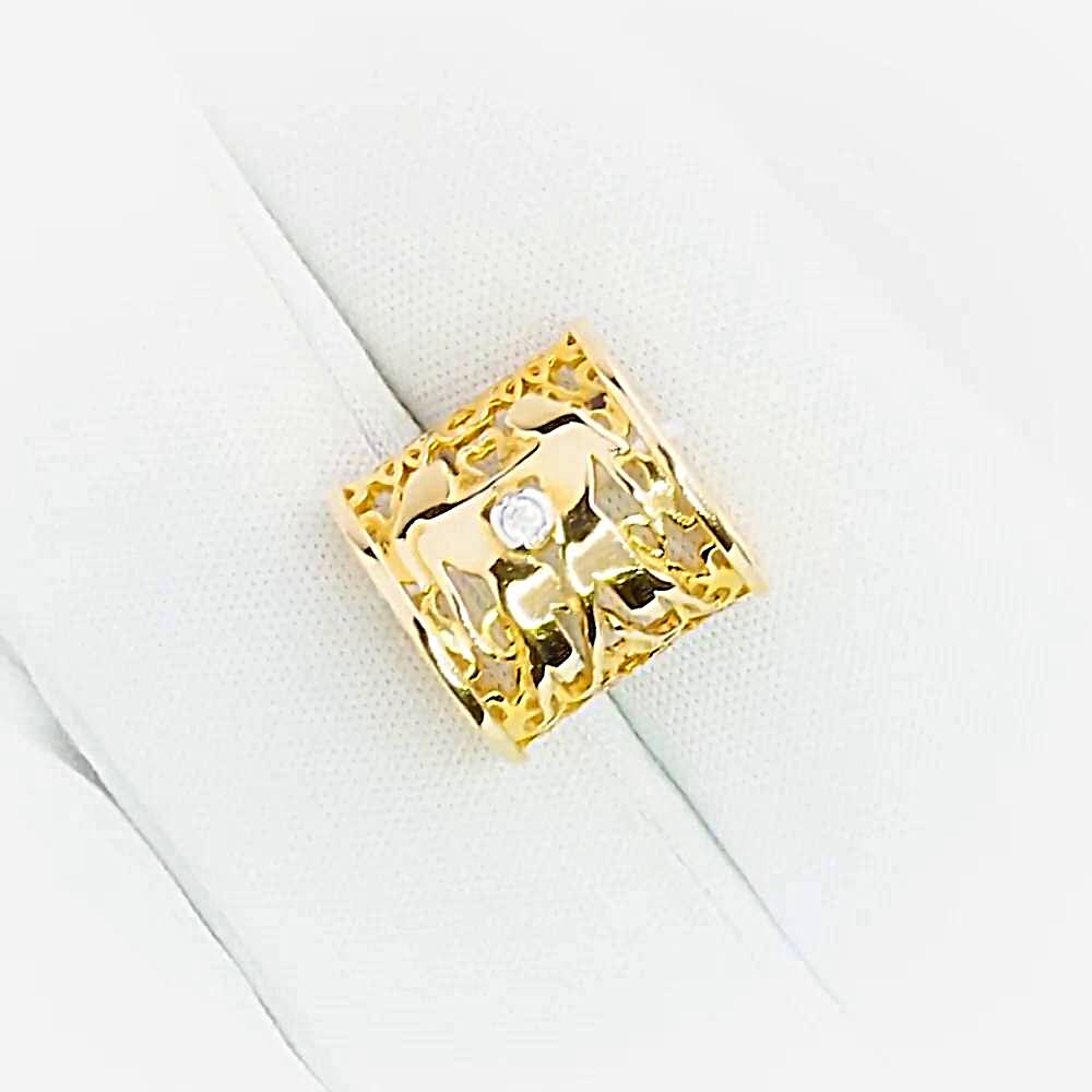 Подвес Близнецы с фианитом из красного золота 585 пробы