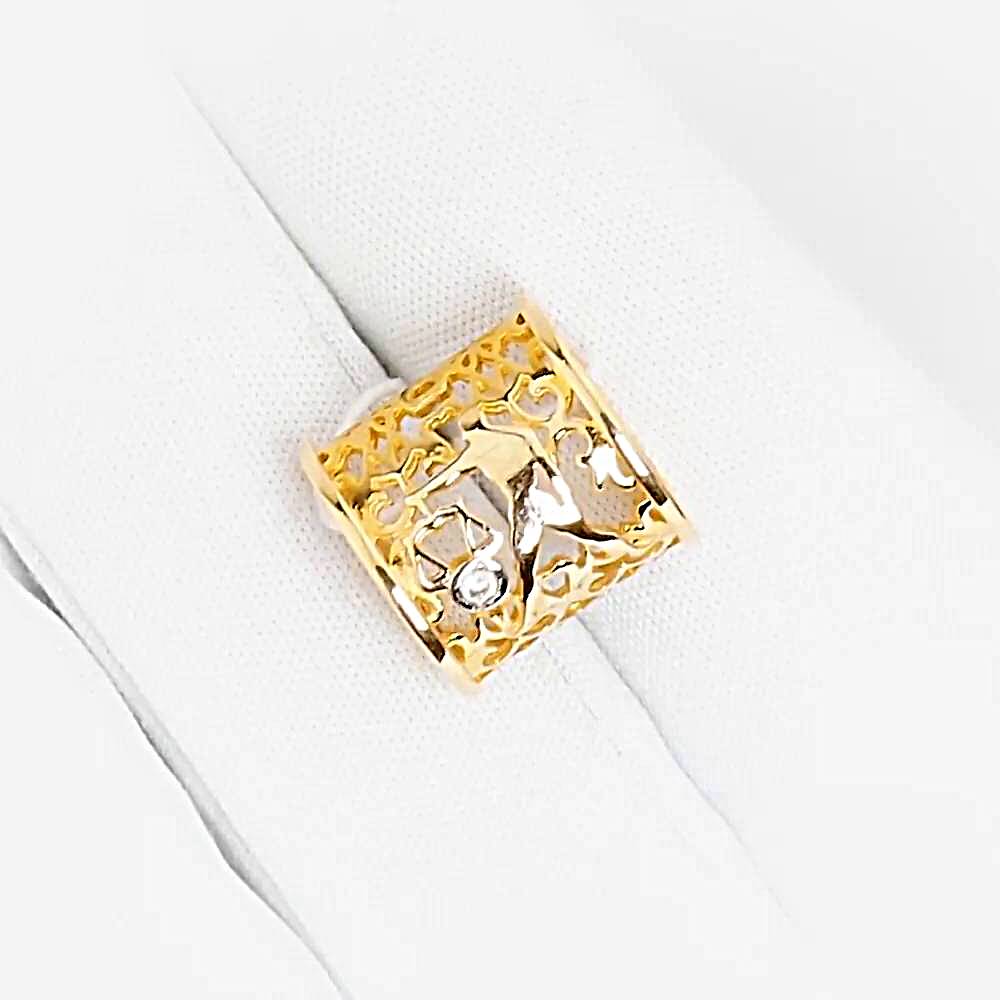 Подвес Весы с фианитом из красного золота 585 пробы