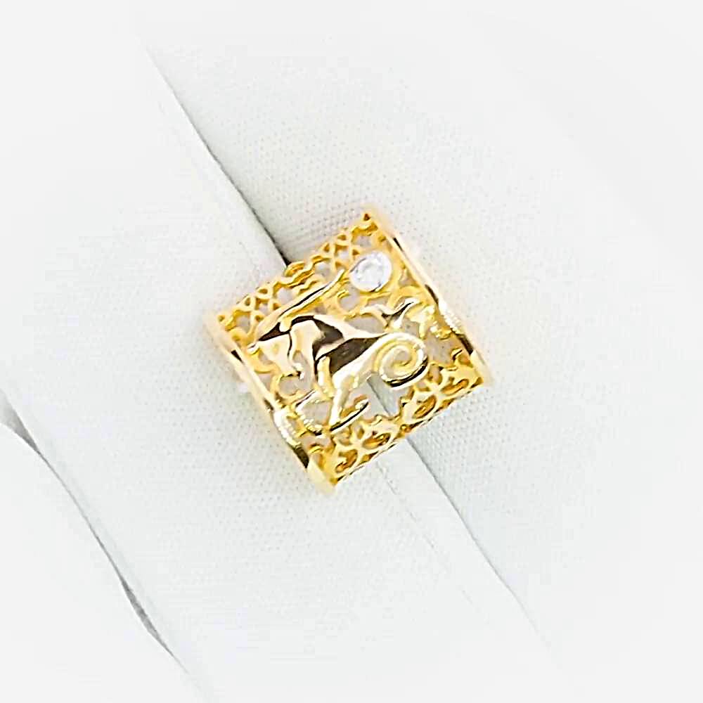 Подвес Козерог с фианитом из красного золота 585 пробы