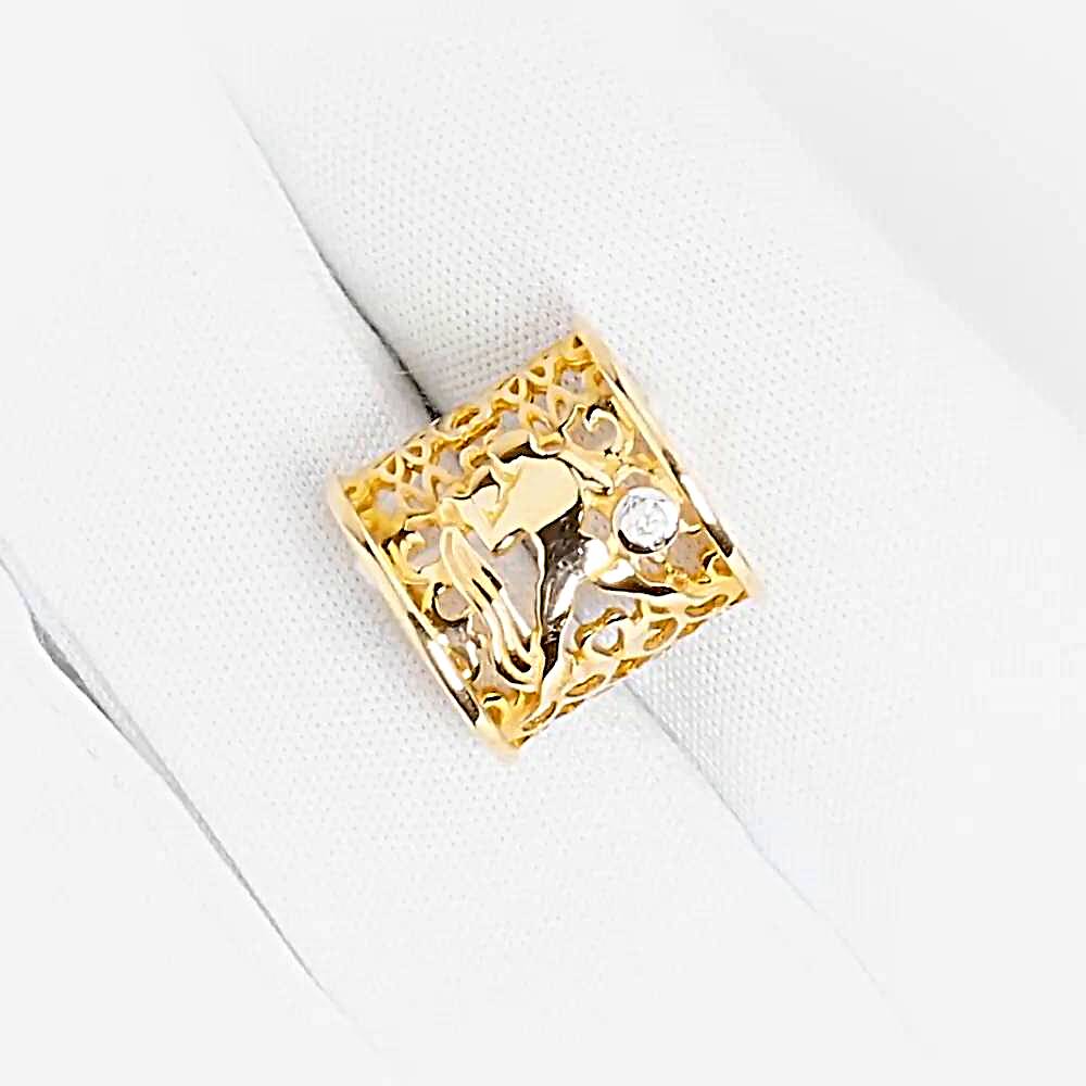 Подвес Водолей с фианитом из красного золота 585 пробы Подвес Водолей с фианитом из красного золота 585 пробы