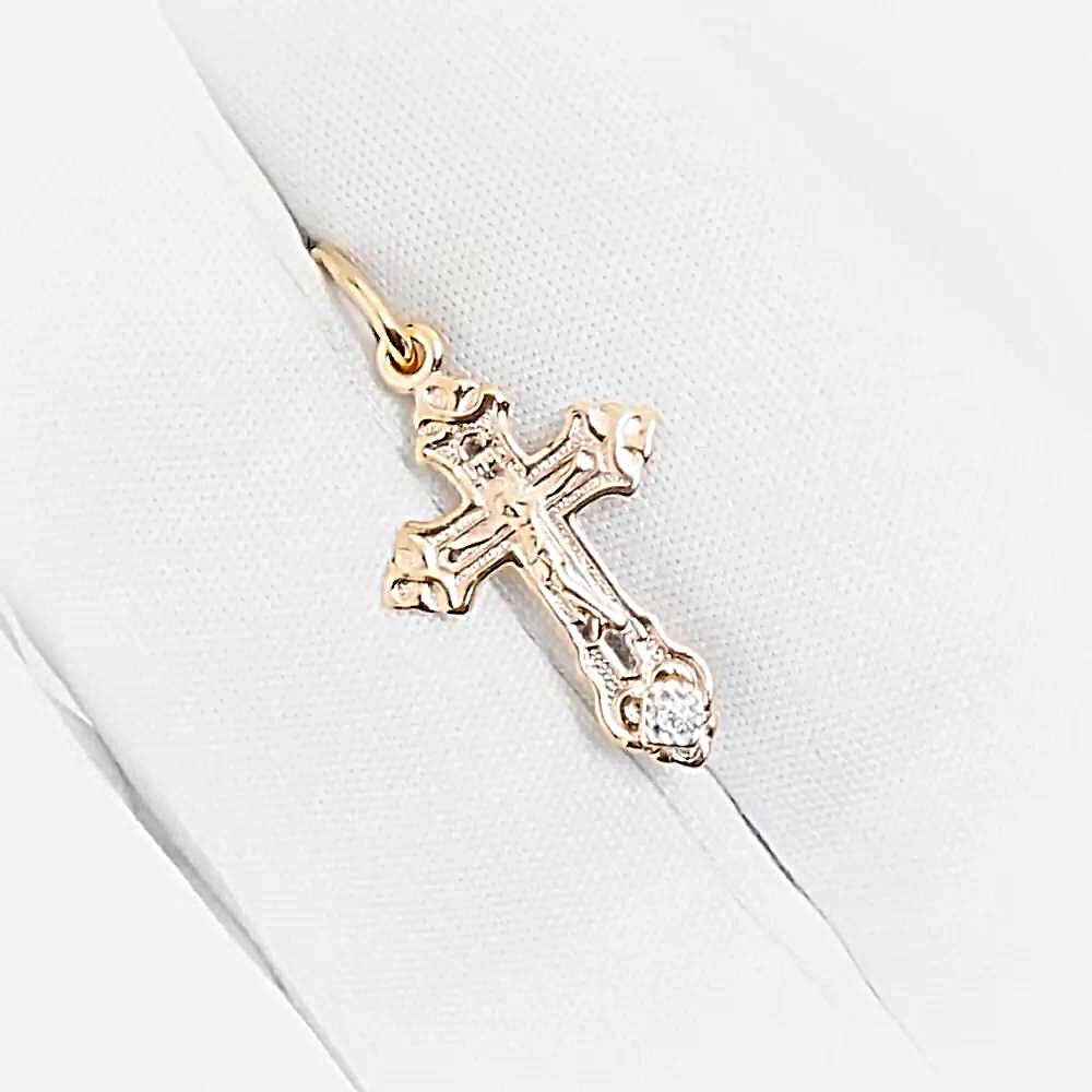 Крестик с фианитом из красного золота 375 пробы 1