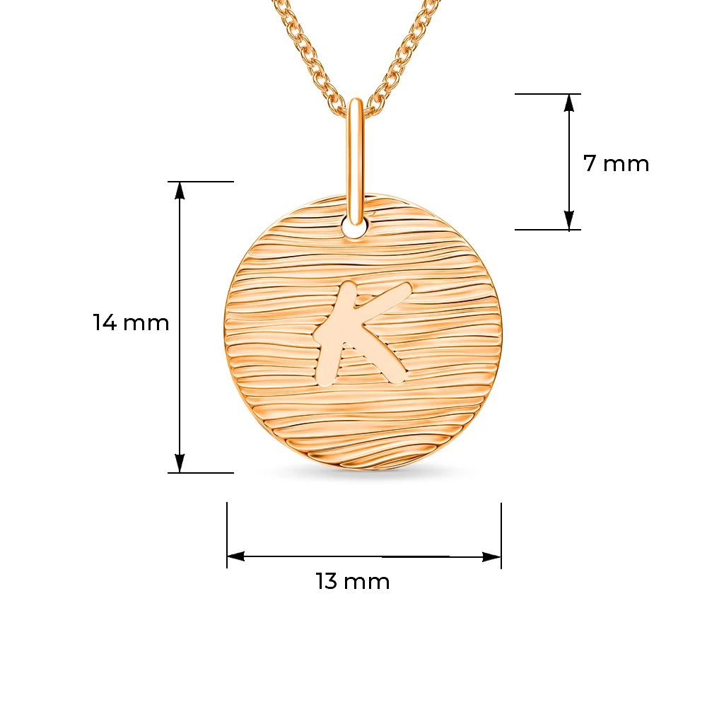 Подвес  Буква К из красного золота 585 пробы 3