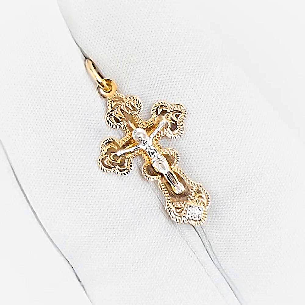 Крестик с фианитом из красного золота 585 пробы 1