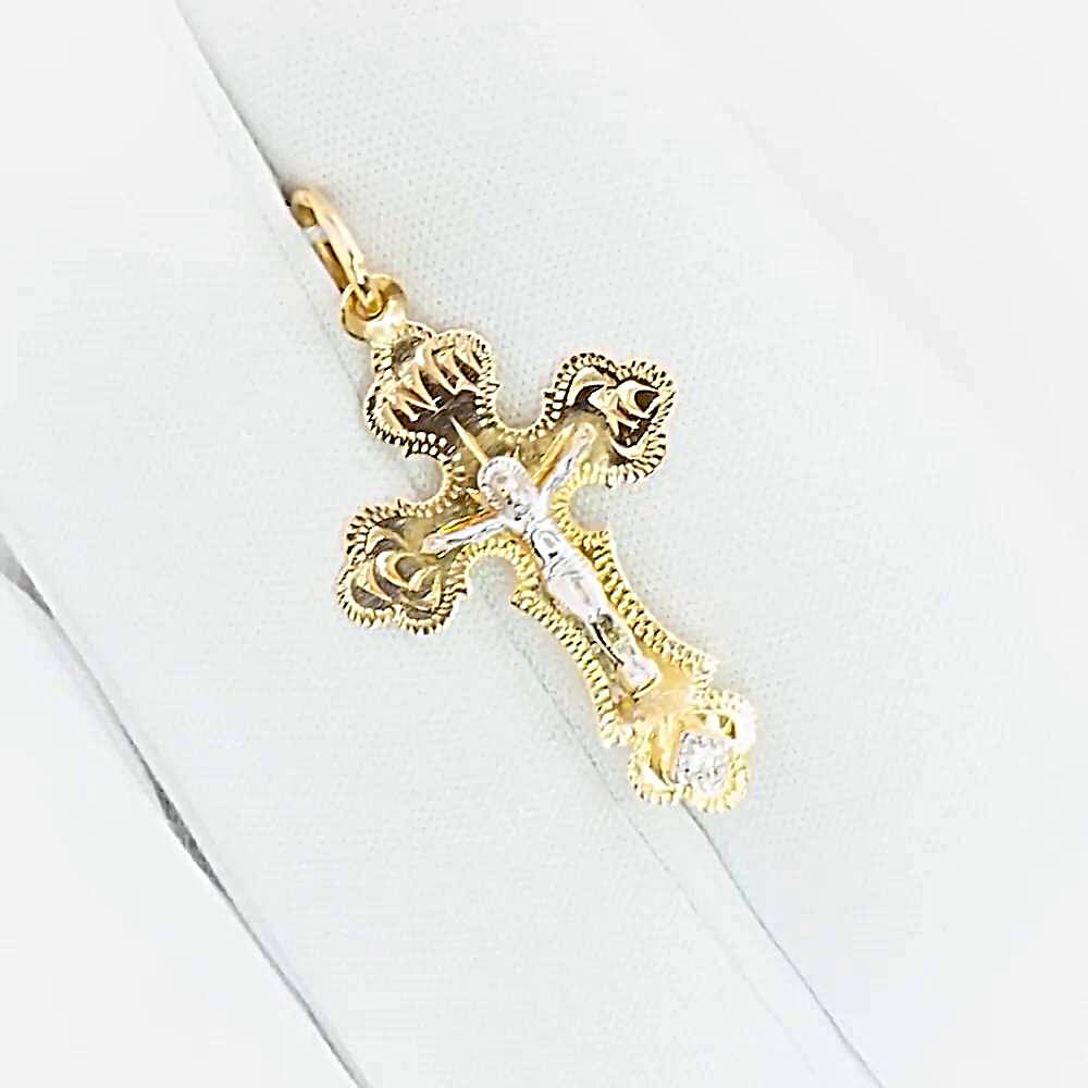 Крестик с фианитом из красного золота 585 пробы 1