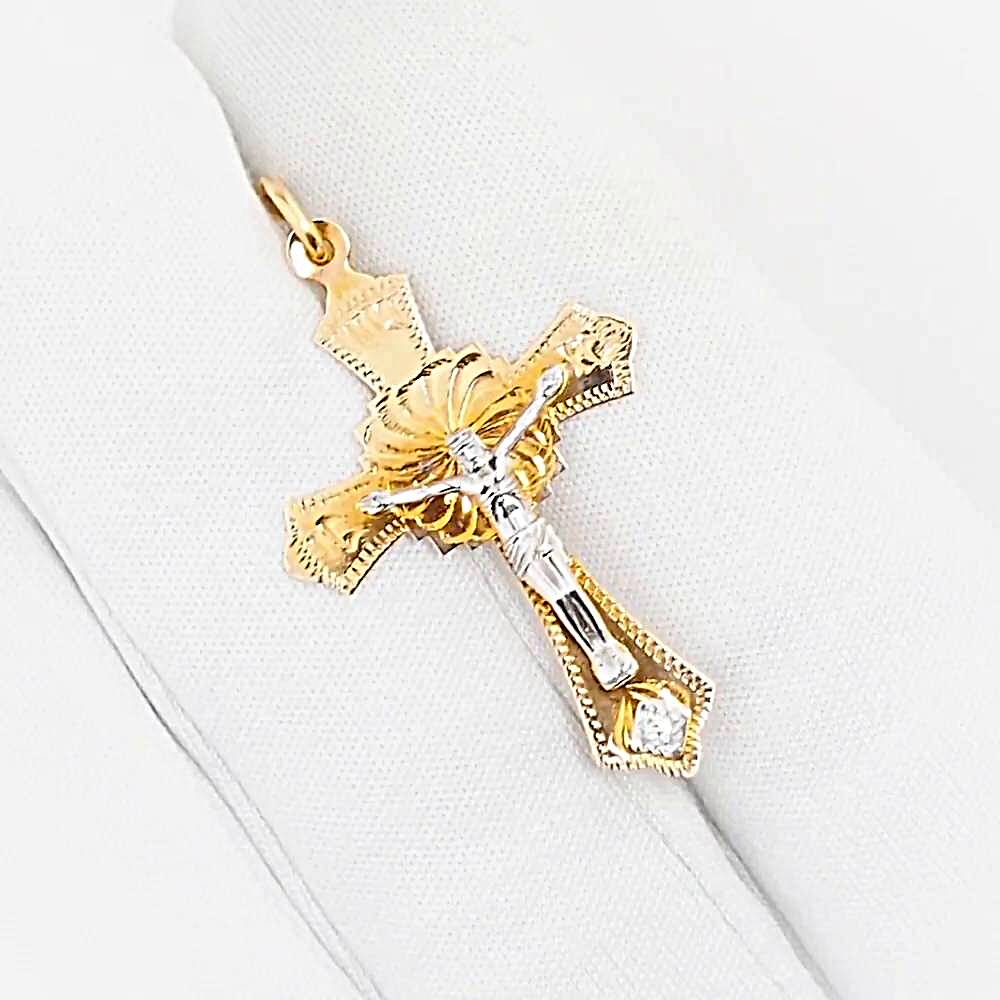 Крестик с фианитом из красного золота 585 пробы 1