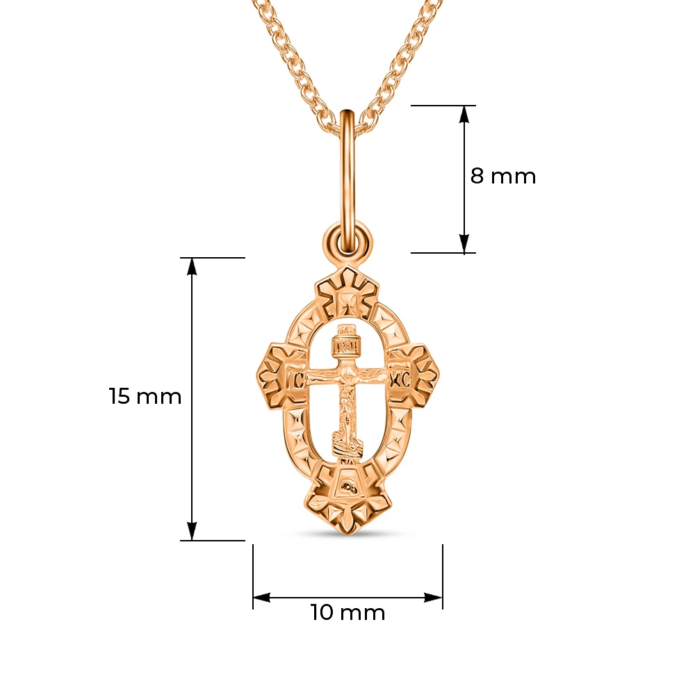 Крестик из красного золота 585 пробы