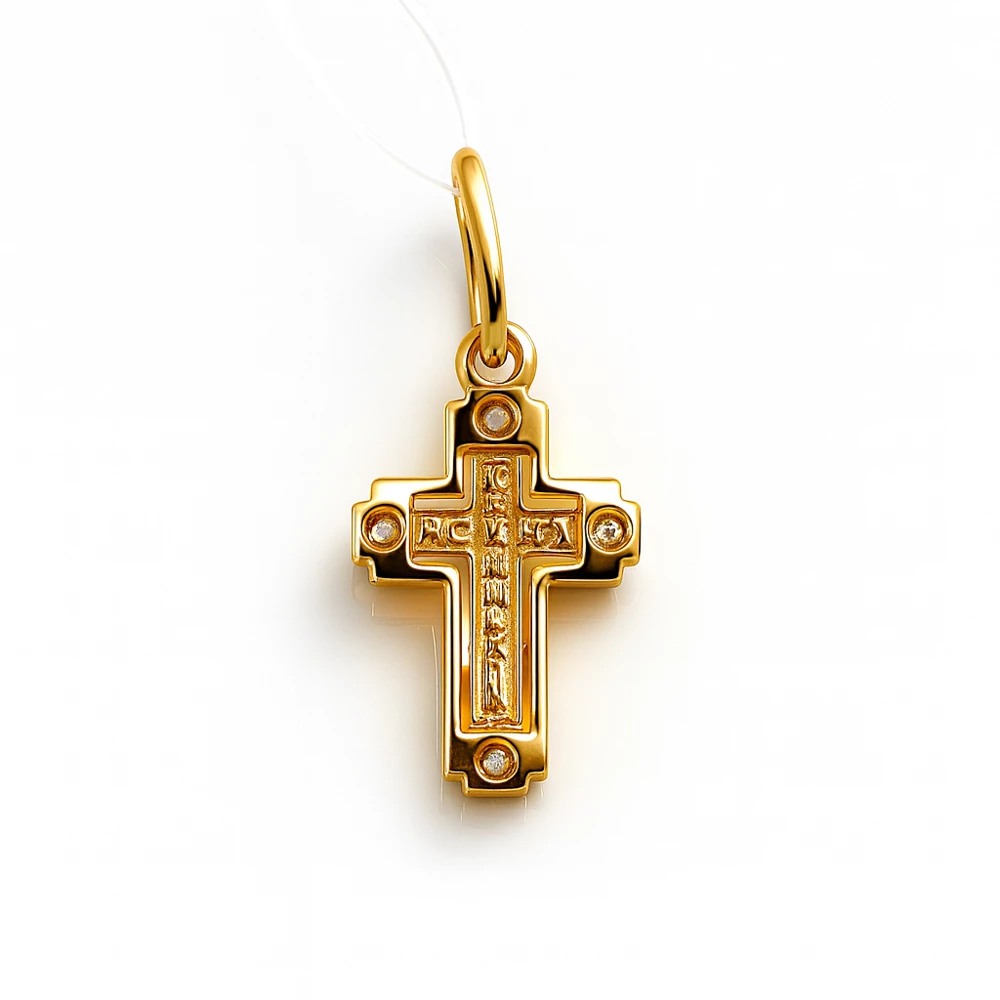 Крестик с фианитами из красного золота 585 пробы