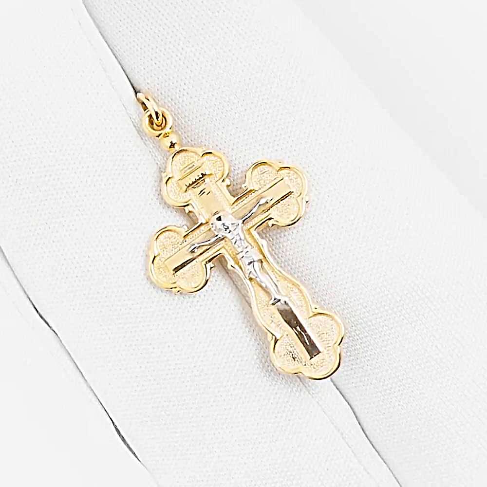 Крестик из комбинированного золота 585 пробы