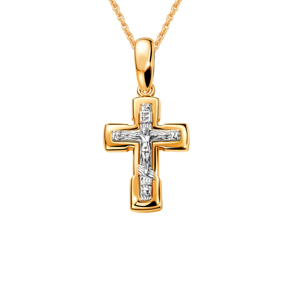 Крестик из красного золота 375 пробы