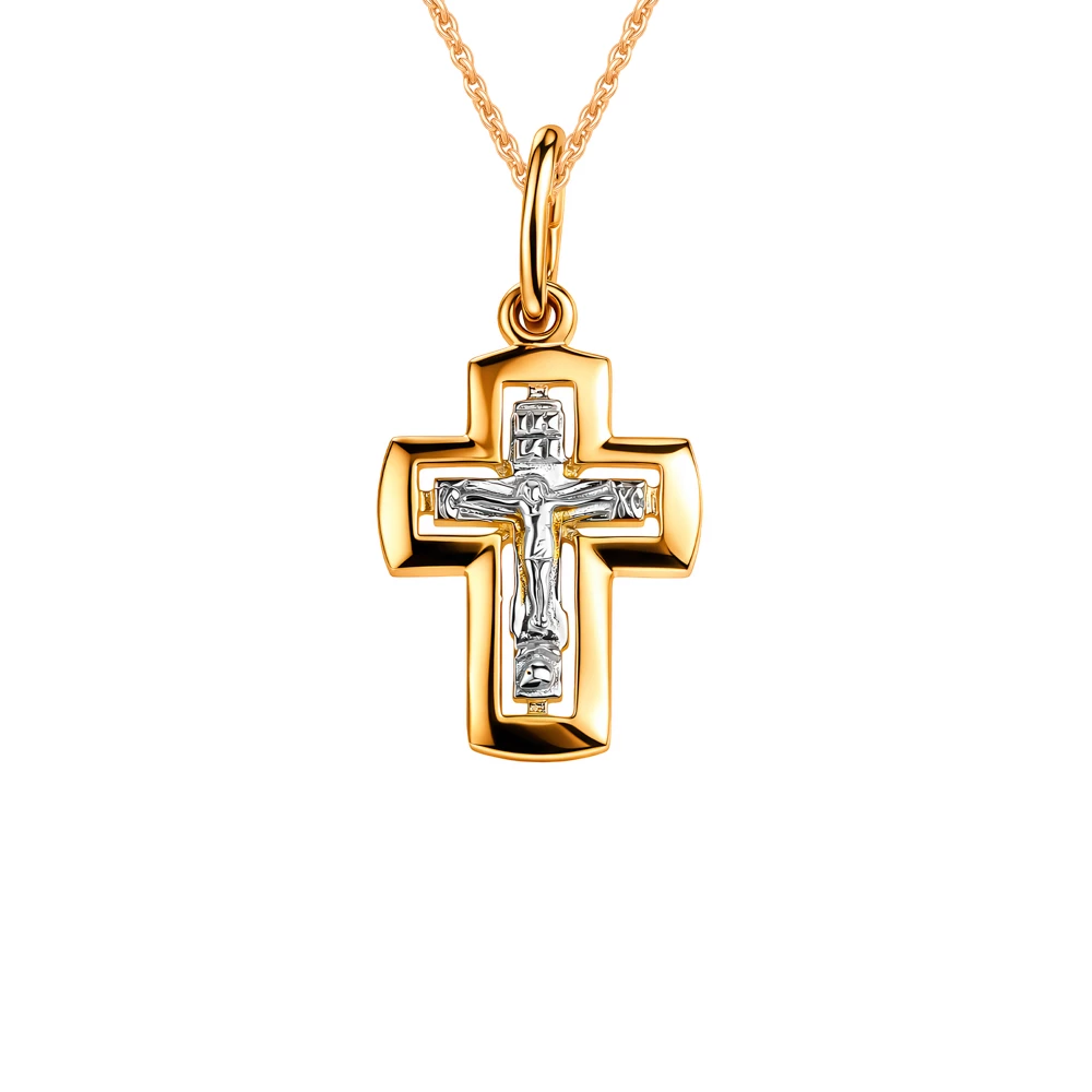 Крестик из красного золота 585 пробы Крестик из красного золота 585 пробы