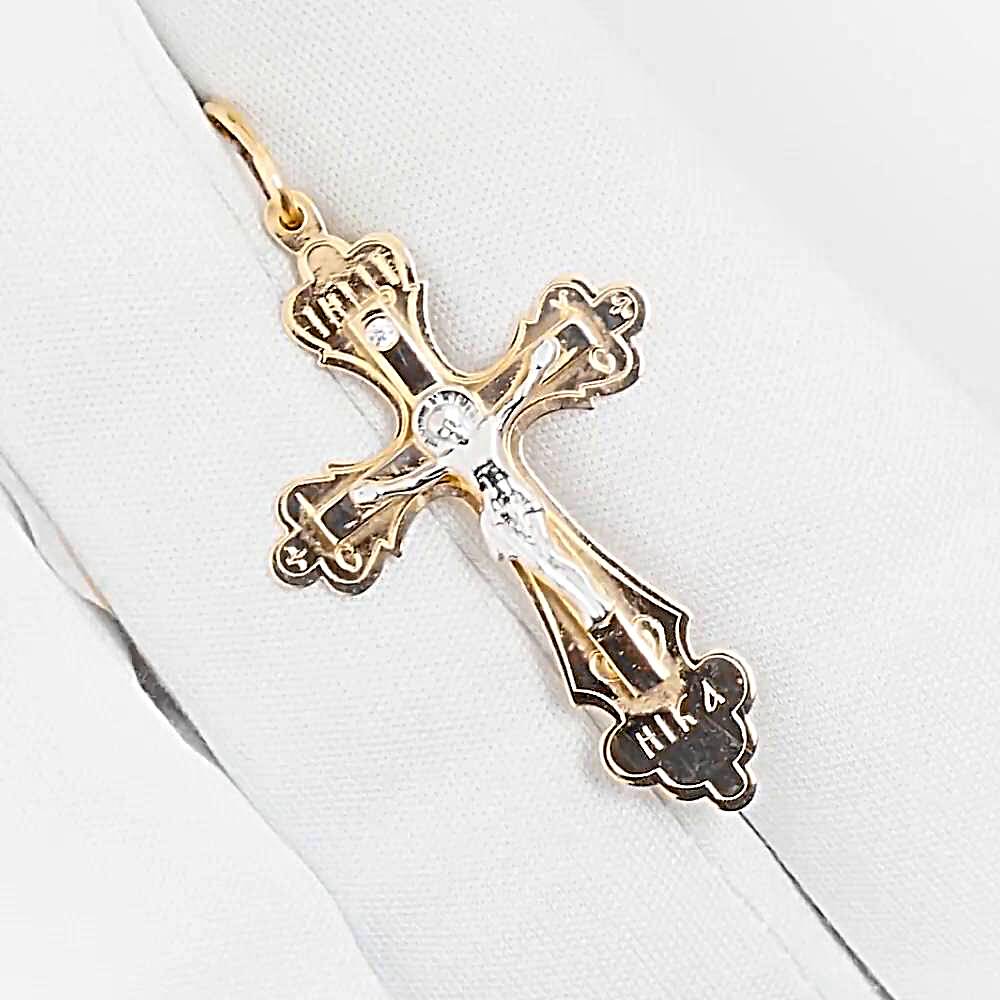 Крестик с фианитом из красного золота 585 пробы