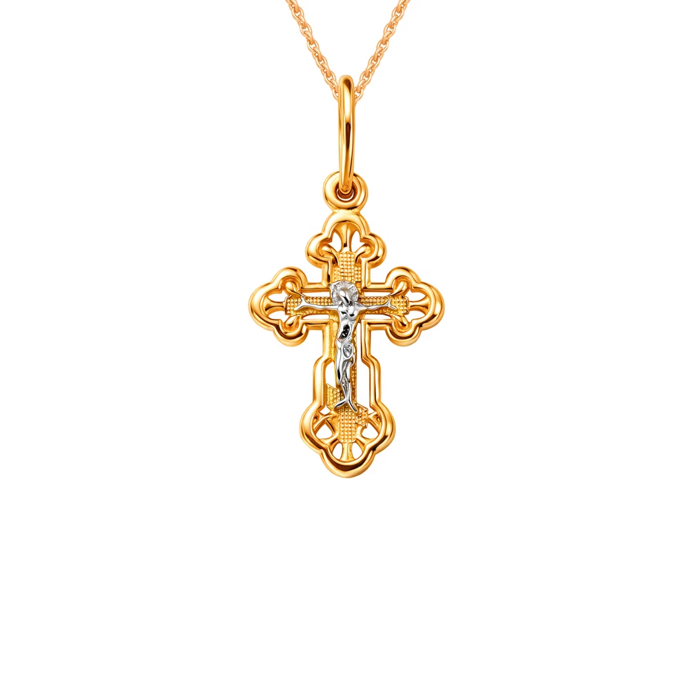 Крестик из красного золота 585 пробы 2