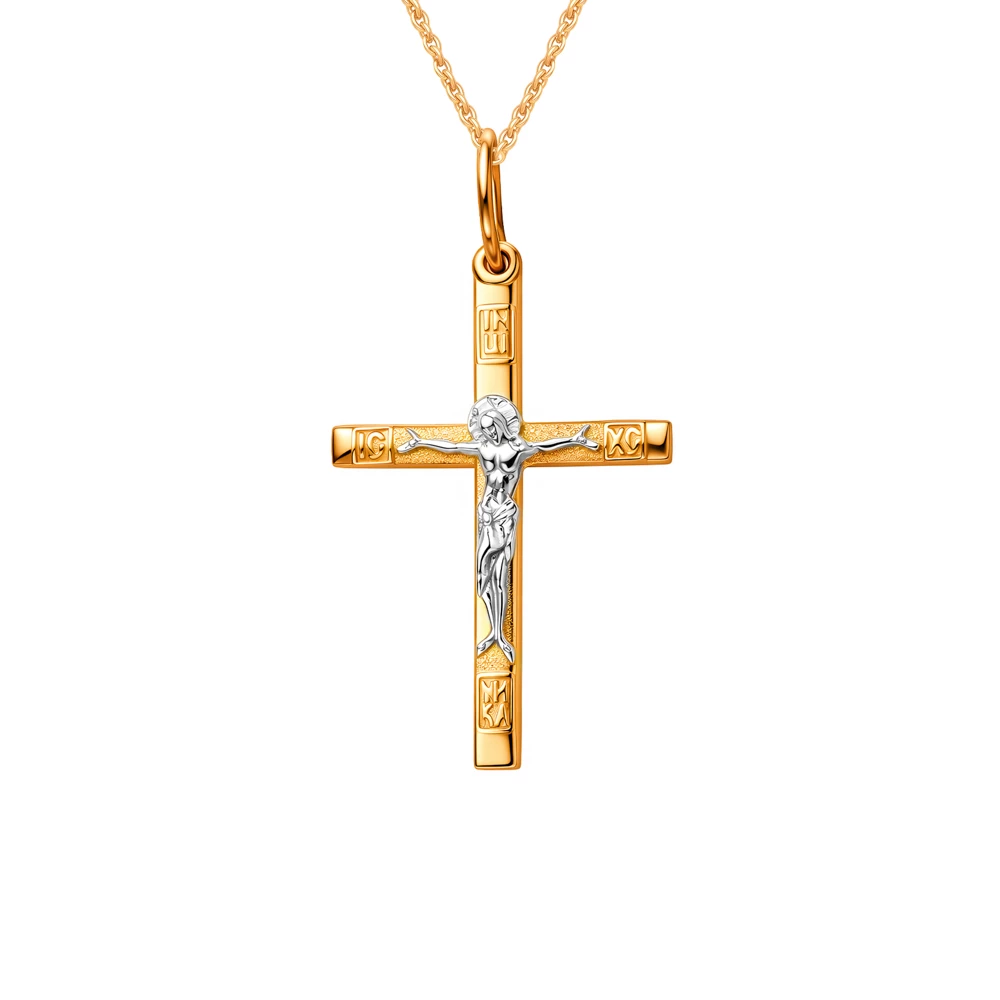 Крестик из красного золота 585 пробы