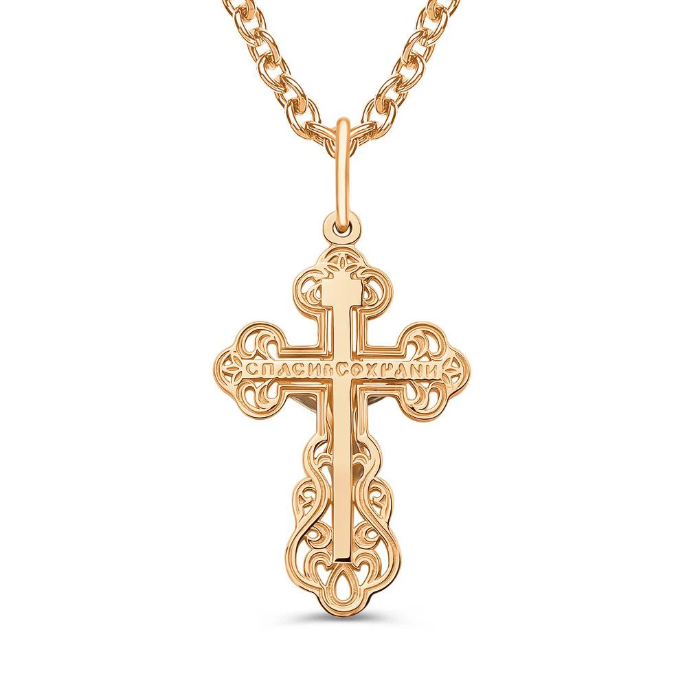 Крестик из красного золота 585 пробы Крестик из красного золота 585 пробы