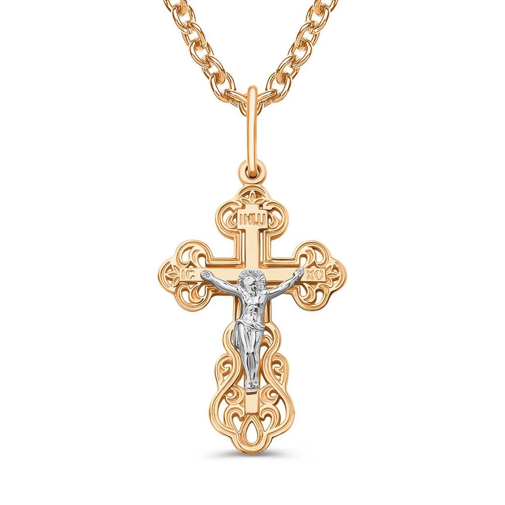 Крестик из красного золота 585 пробы Крестик из красного золота 585 пробы