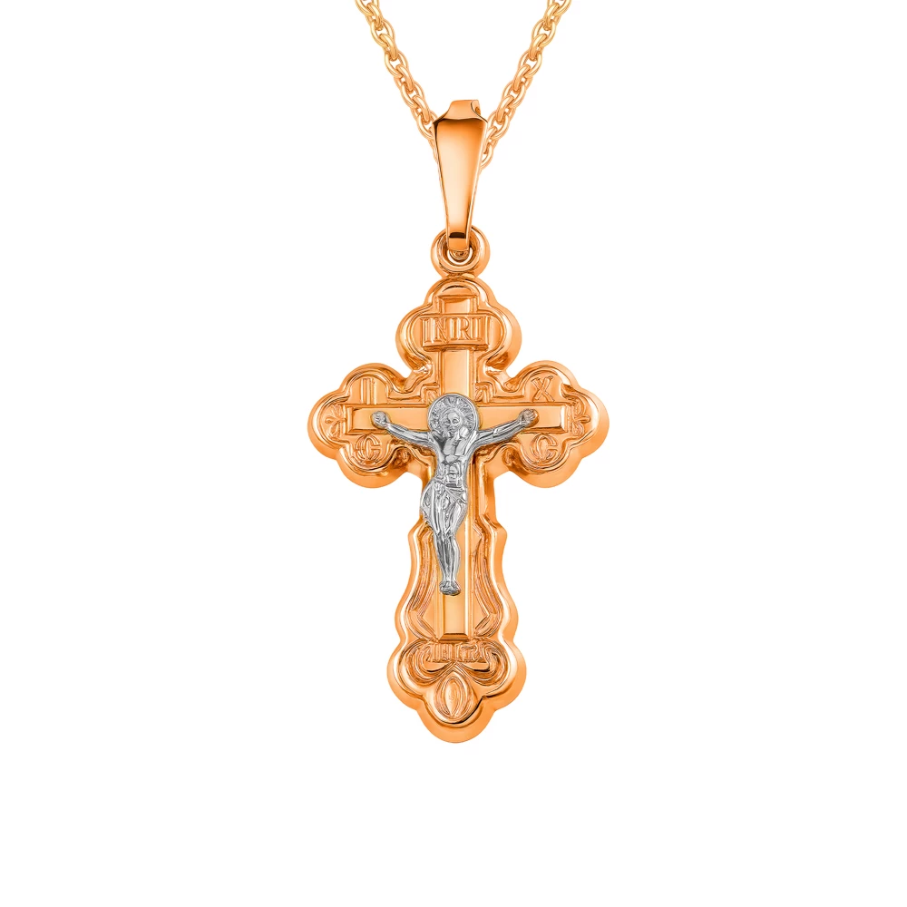 Крестик из красного золота 585 пробы