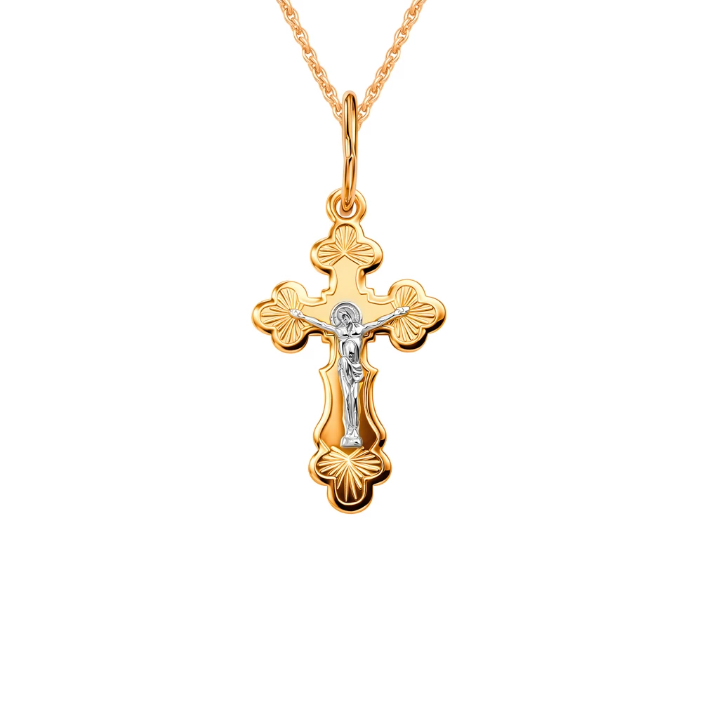 Крестик из красного золота 585 пробы