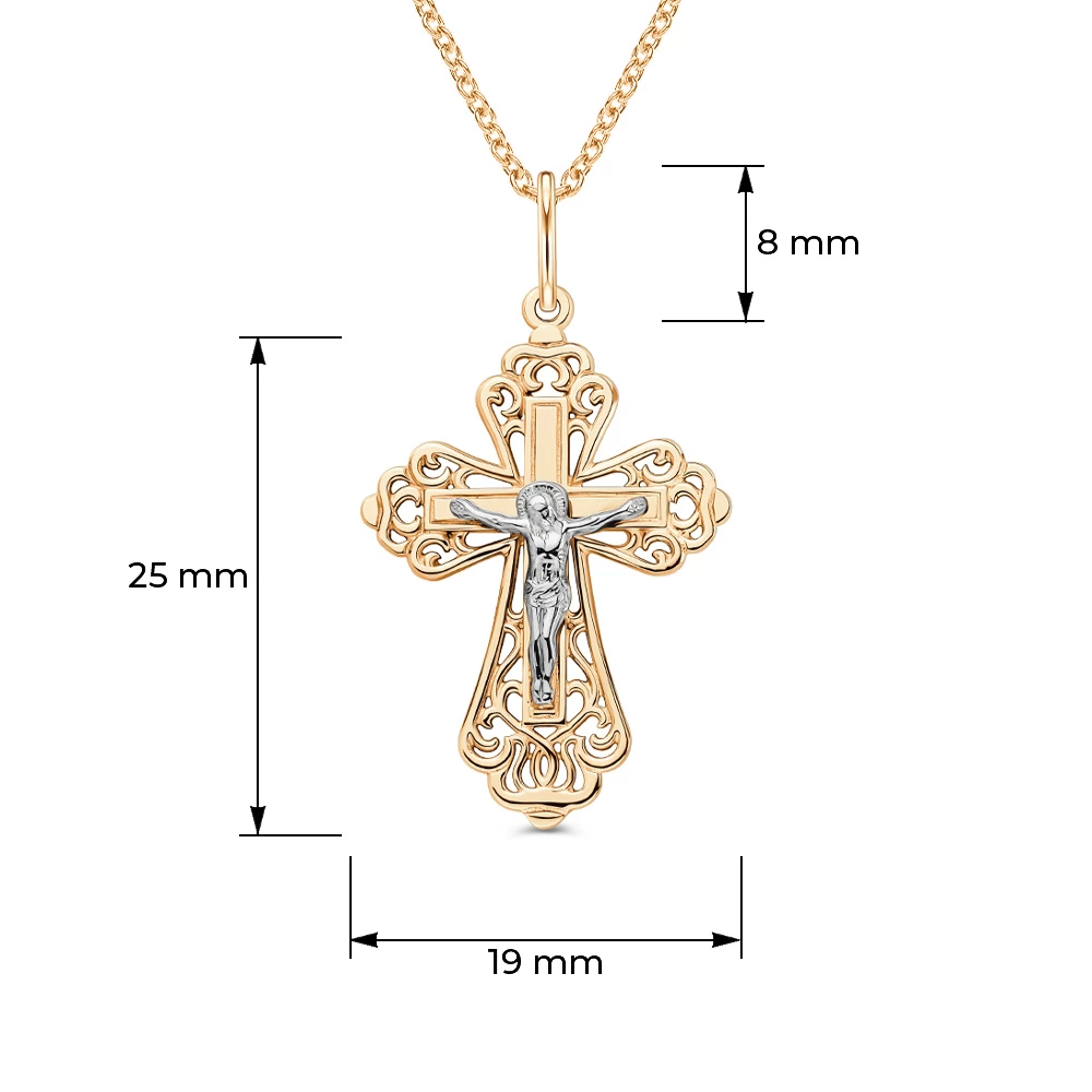 Крестик из красного золота 585 пробы