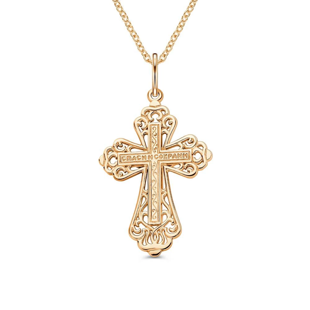 Крестик из красного золота 585 пробы
