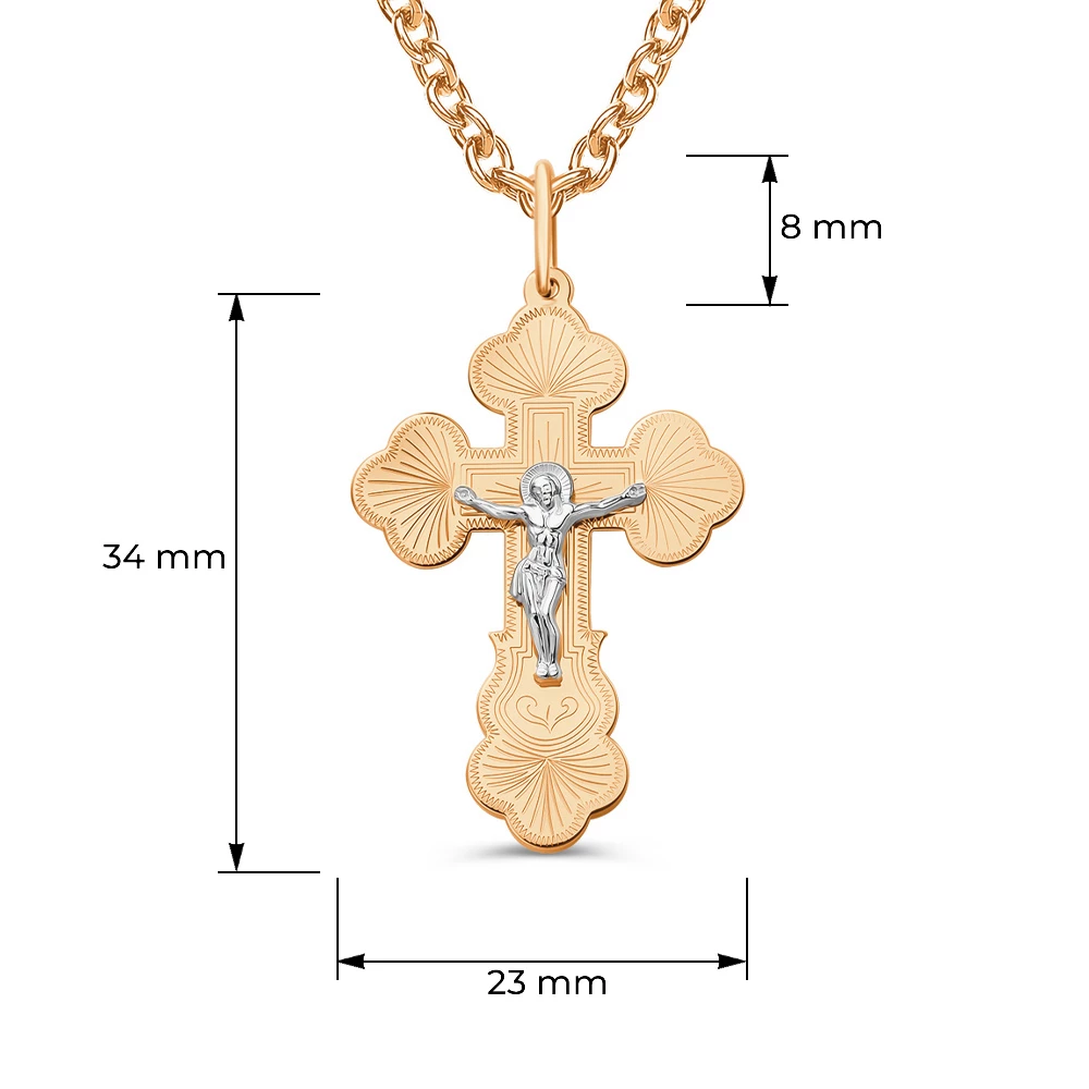 Крестик из красного золота 585 пробы