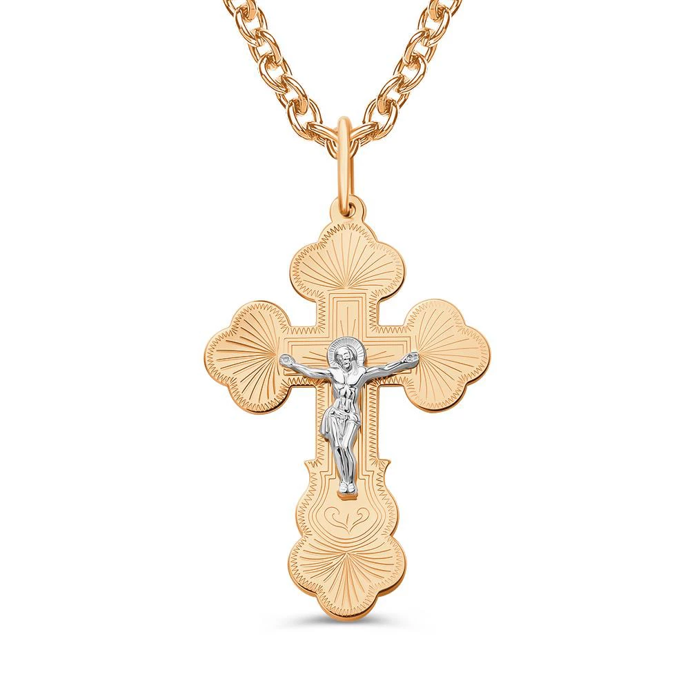 Крестик из красного золота 585 пробы