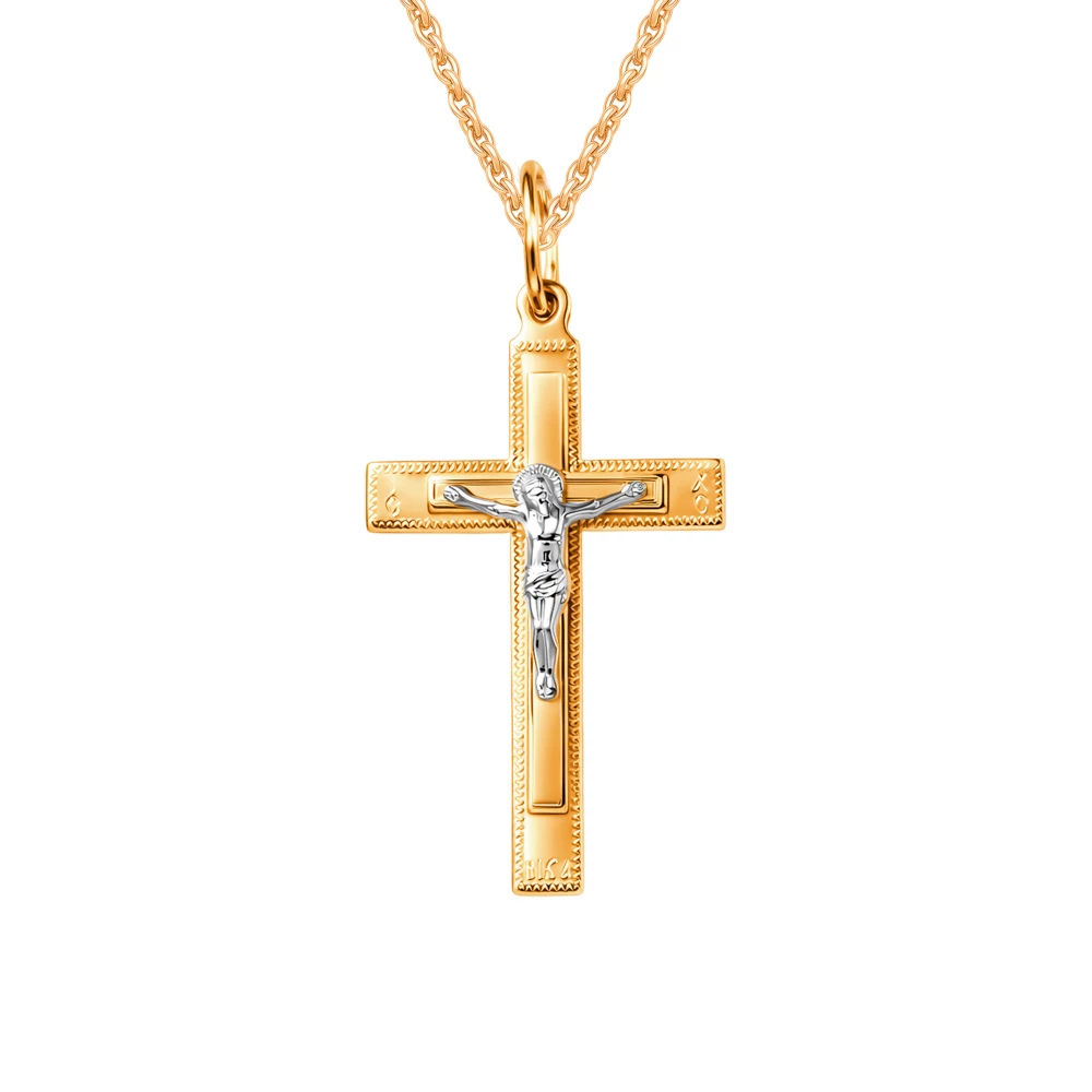 Крестик из красного золота 585 пробы