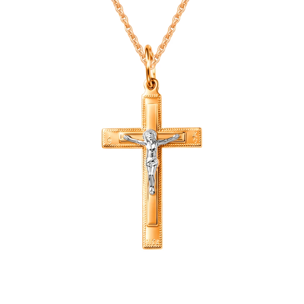 Крестик из красного золота 585 пробы