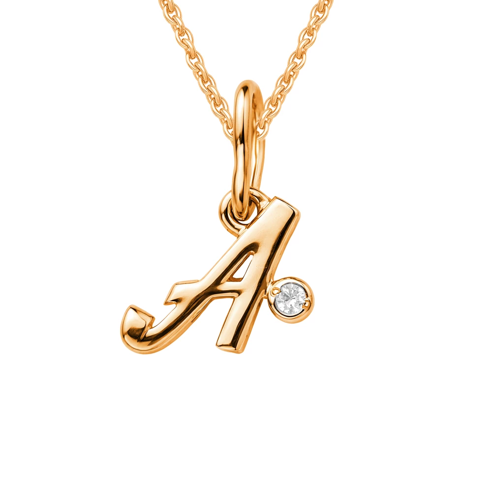 Подвес  Буква А с фианитом из красного золота 375 пробы
